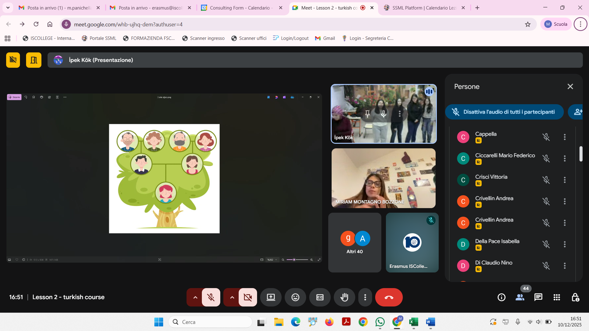 Online language lesson with students